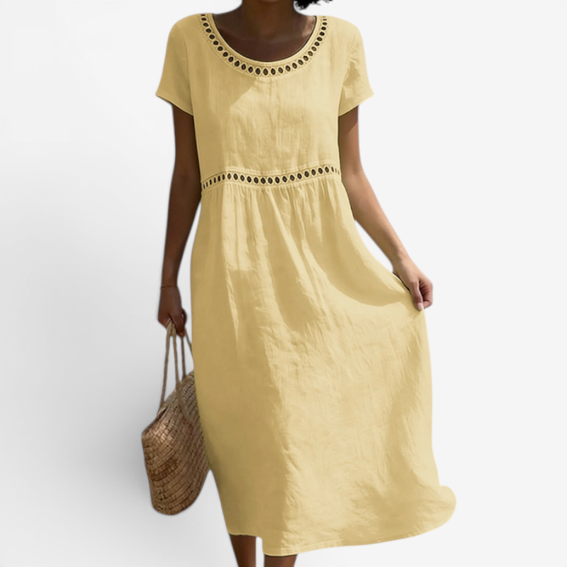 Women's Short Sleeve Crew Neck Maxi Dress