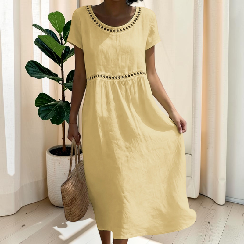 Women's Short Sleeve Crew Neck Maxi Dress