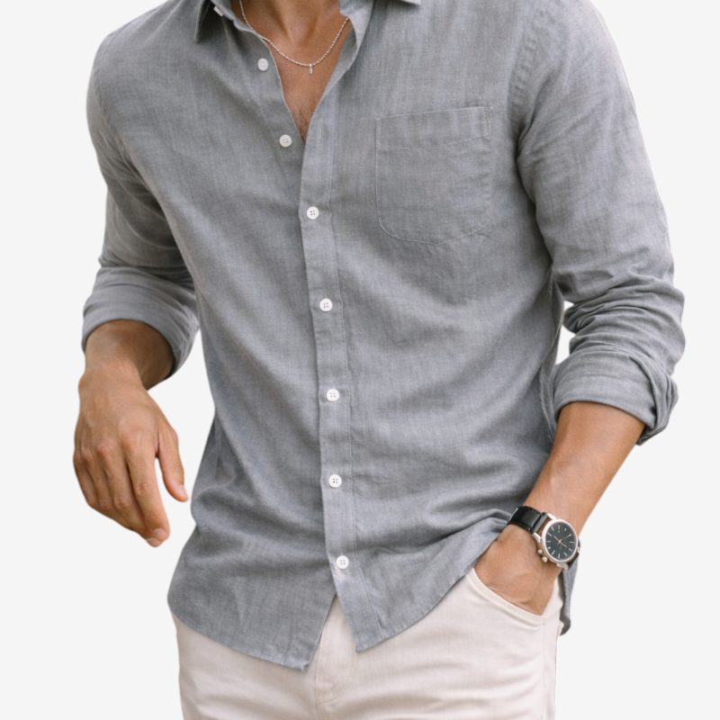 Men's Classic Collared Shirt with Pocket
