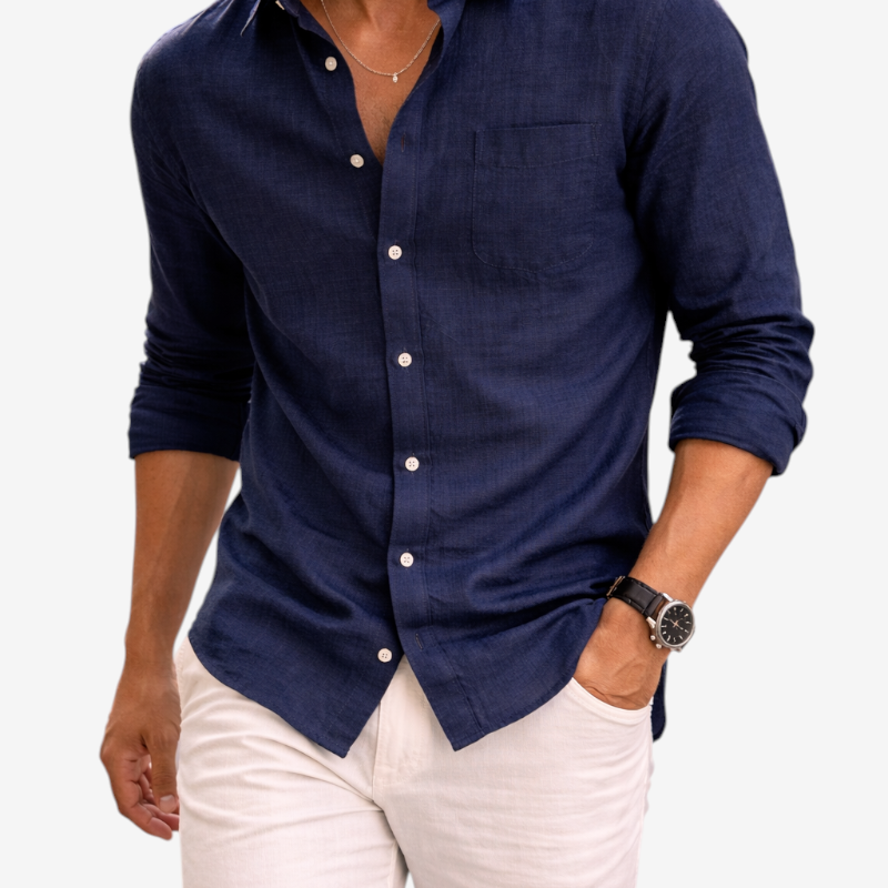 Men's Classic Collared Shirt with Pocket