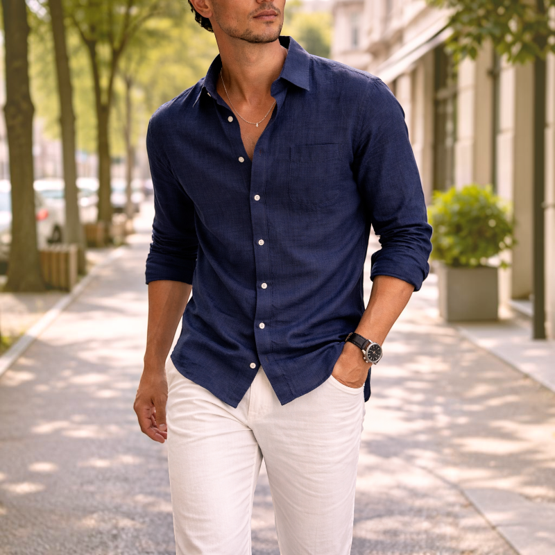 Men's Classic Collared Shirt with Pocket