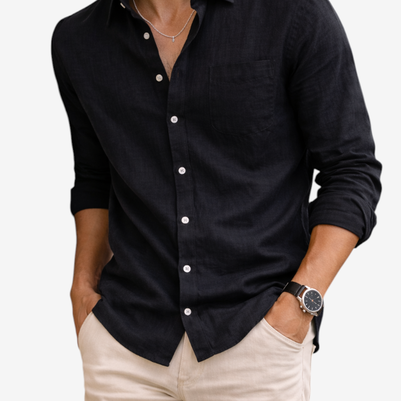 Men's Classic Collared Shirt with Pocket