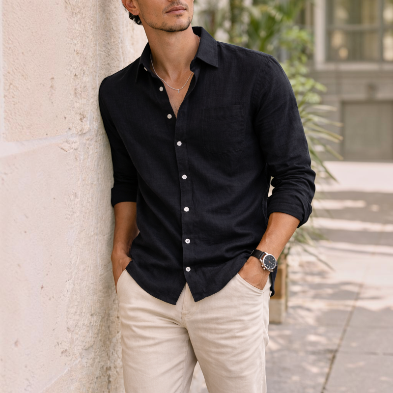 Men's Classic Collared Shirt with Pocket