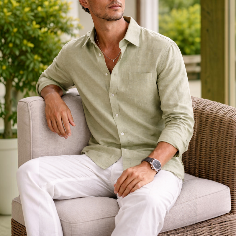 Men's Classic Collared Shirt with Pocket