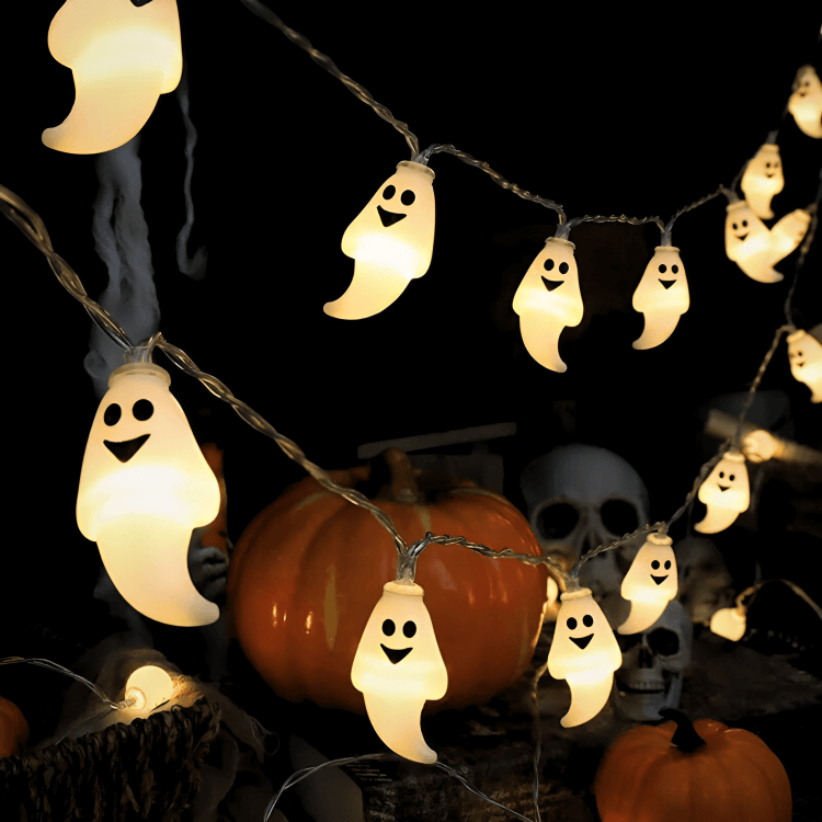 Halloween String Lights with Ghosts and Pumpkins
