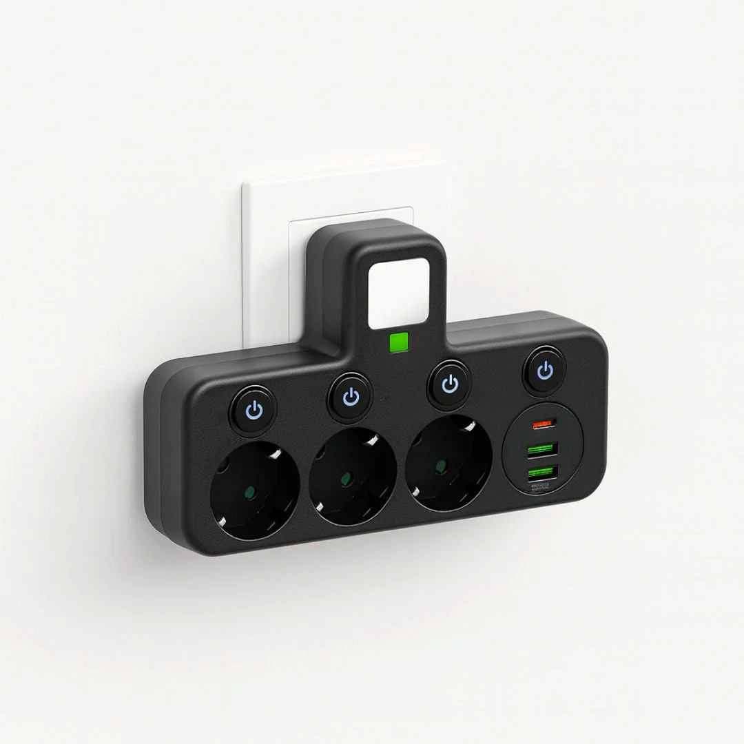 VoltNest - Elosztó 3 aljzattal, USB és Type-C portokkal