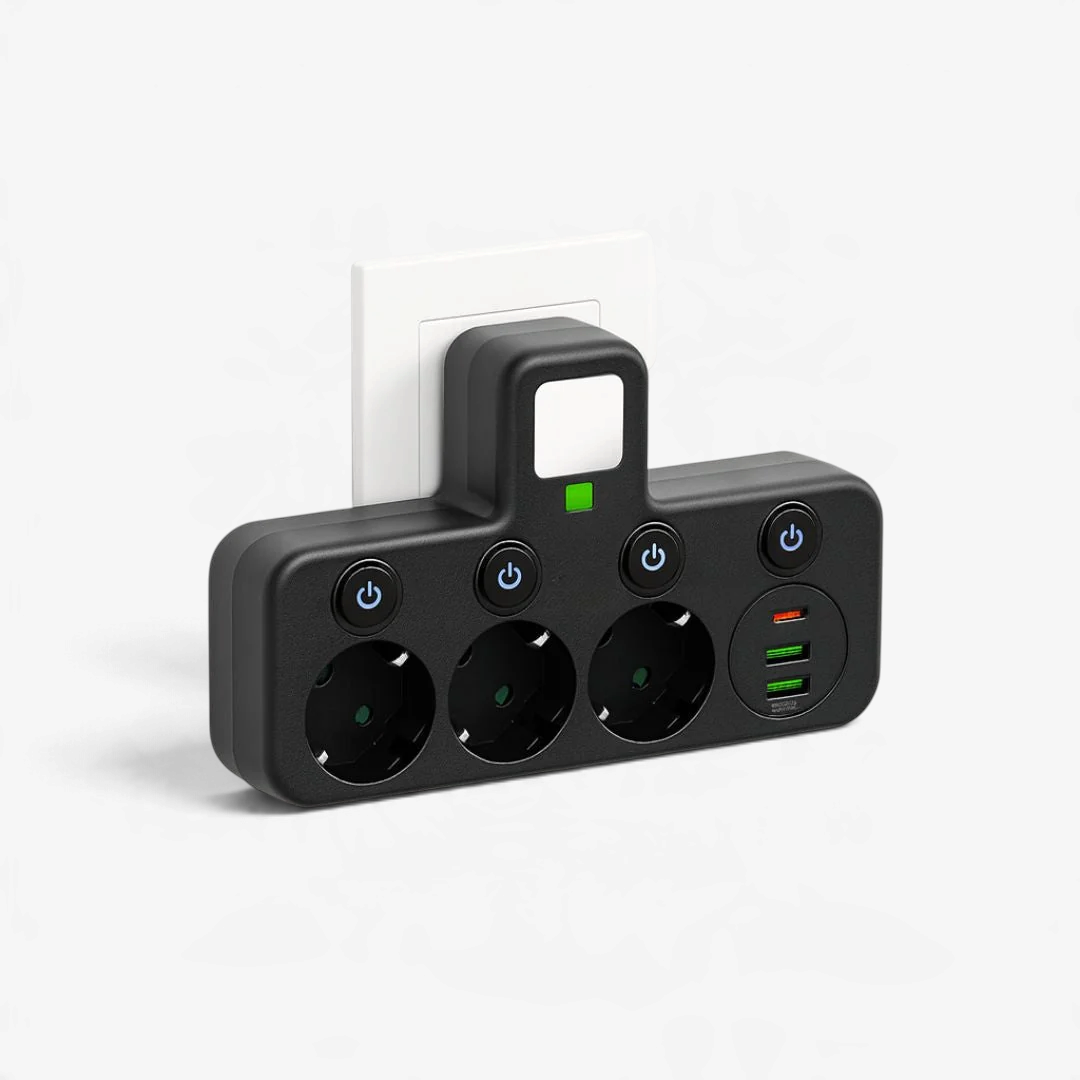 VoltNest - Elosztó 3 aljzattal, USB és Type-C portokkal