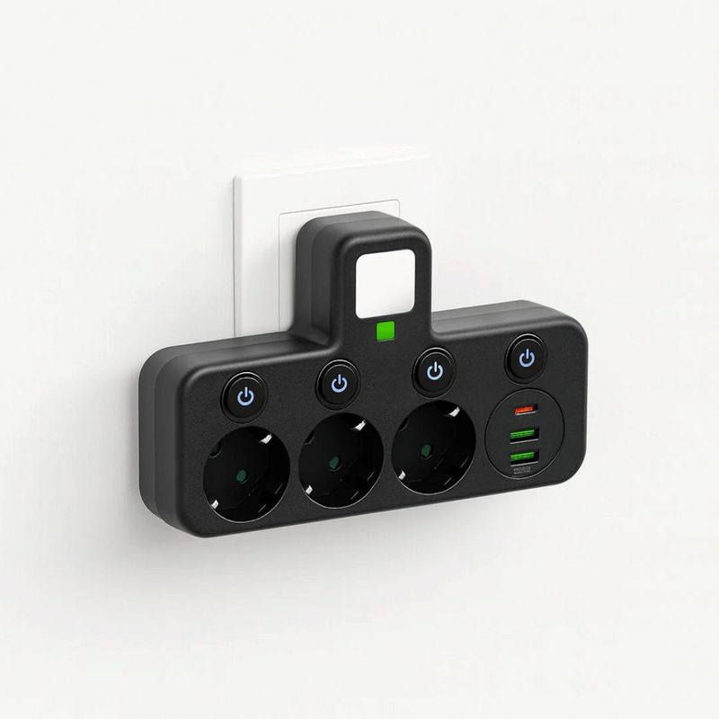 VoltBridge - 3 aljzatos elosztó USB és Type-C töltőportokkal
