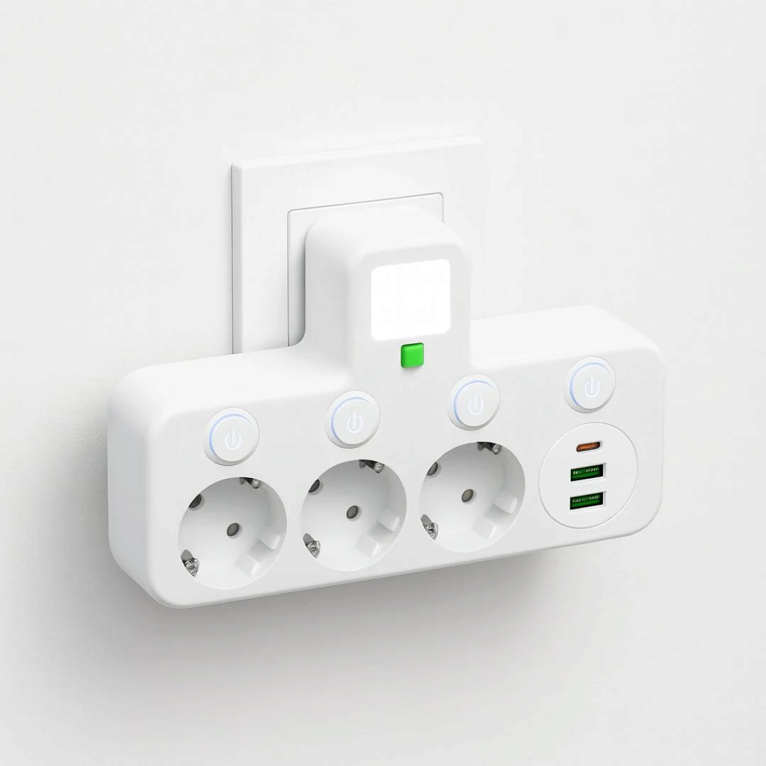 VoltNest - Elosztó 3 aljzattal, USB és Type-C portokkal