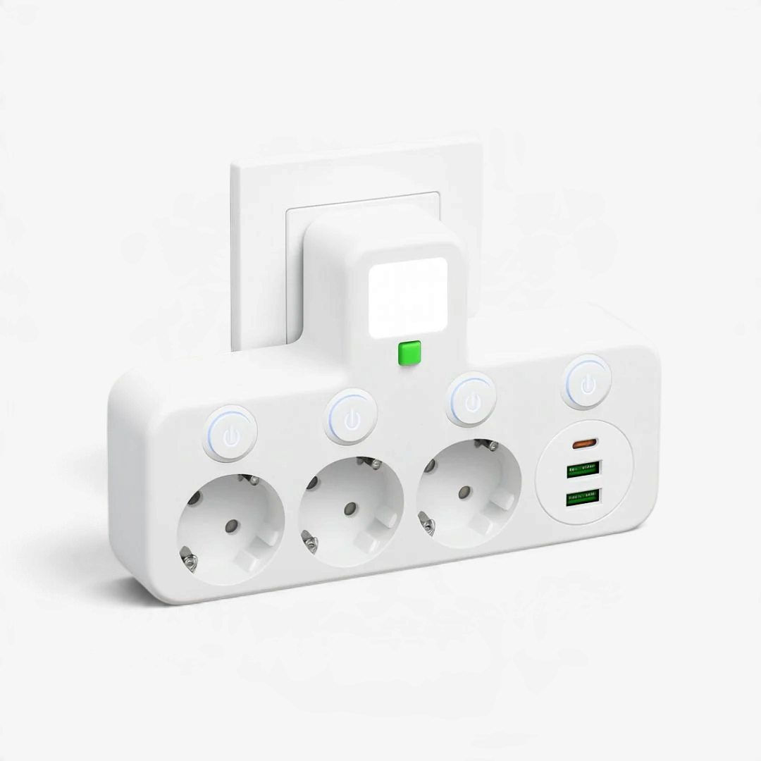 VoltNest - Elosztó 3 aljzattal, USB és Type-C portokkal