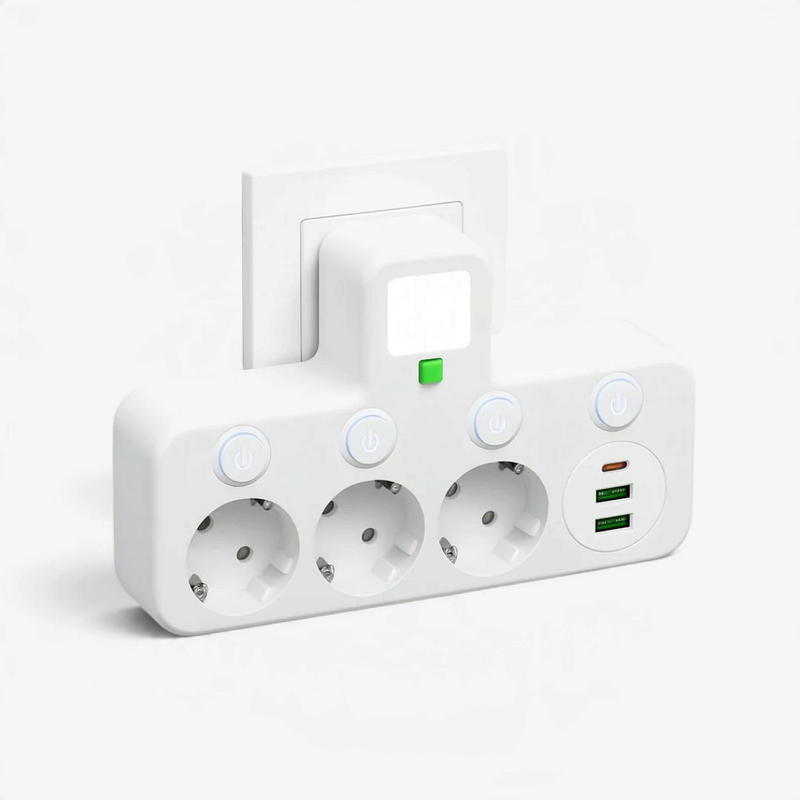 VoltBridge - 3 aljzatos elosztó USB és Type-C töltőportokkal