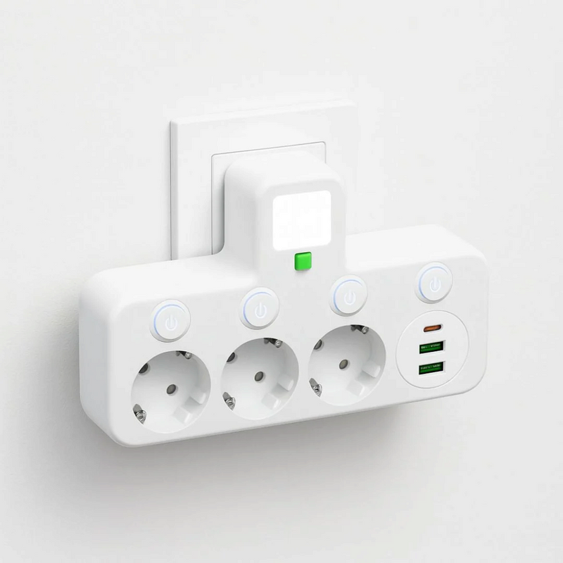 VoltBridge - 3 aljzatos elosztó USB és Type-C töltőportokkal