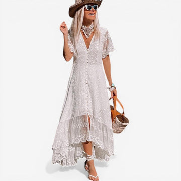 Women's V-Neck Short Sleeve Dress
