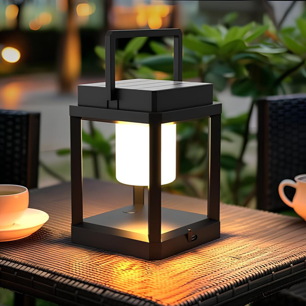 Lyssol - Portable Solar Lamp Adjustable Brightness for Outdoor Use | Wireless and Weather-Resistant Design | Cozy Ambient Lighting for Garden, Balcony, Camping, or Patio