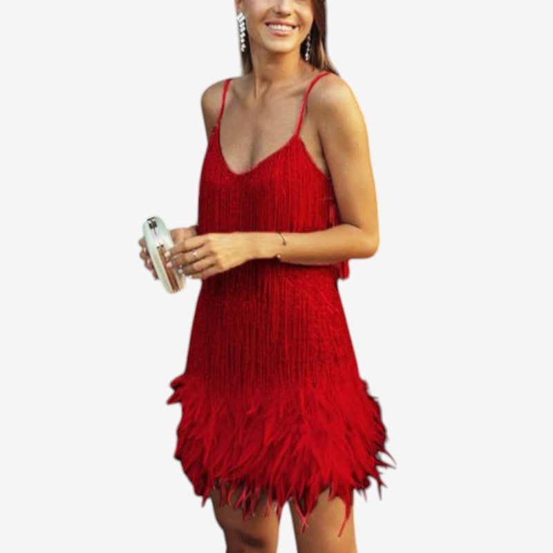 Women’s Sleeveless Mini Dress with Deep V-Neck