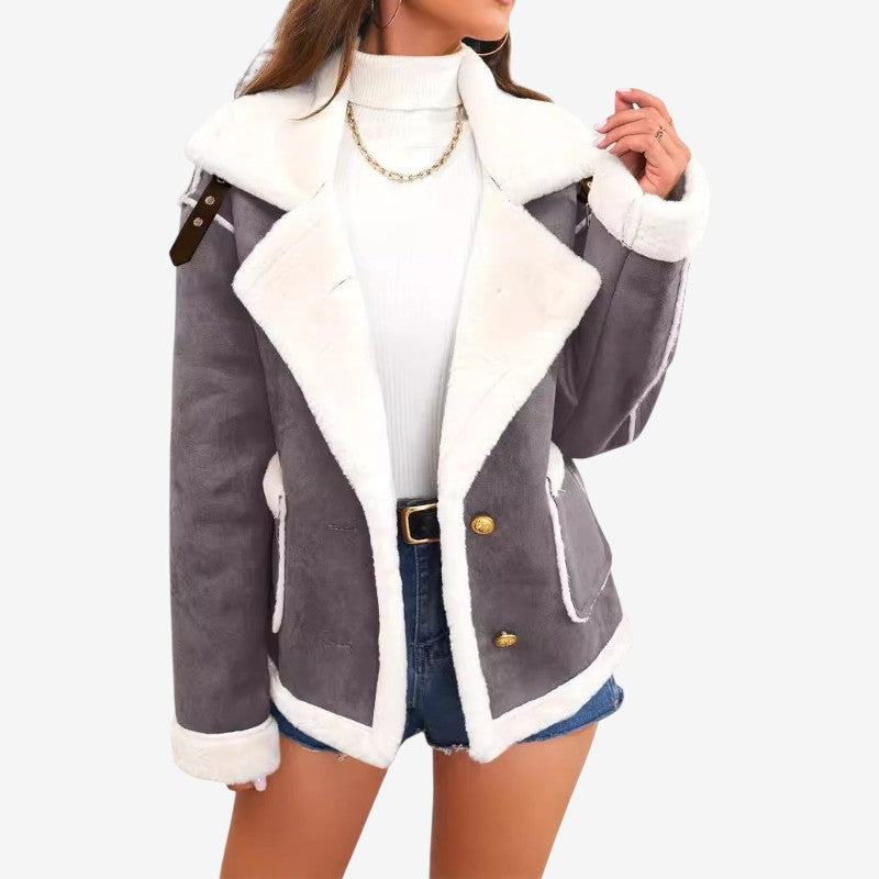 Women’s Long Sleeve Coat with Notched Collar