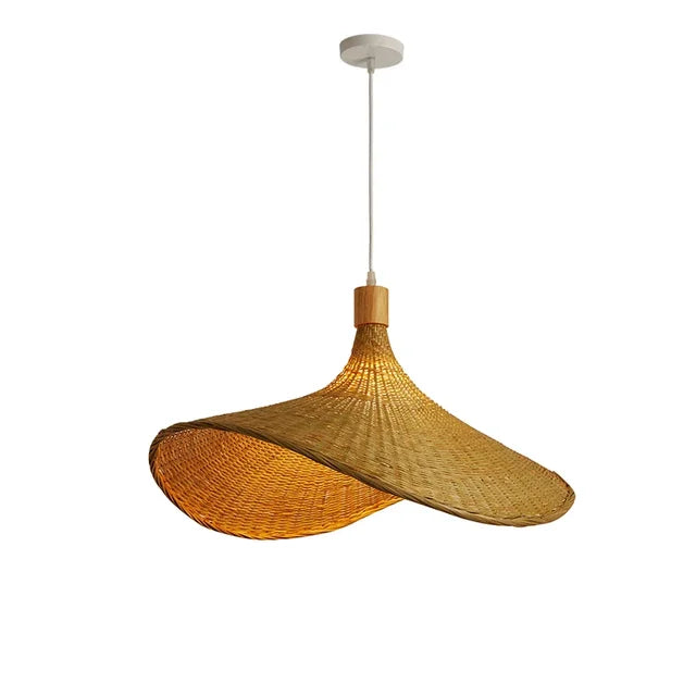 WickAura - Rustic Boho Bamboo Pendant Lamp Handwoven Natural Bamboo Design | Soft Warm Glow with Eco-Friendly Craftsmanship | Cozy Accent Lighting for Living Room, Dining Area, or Bedroom