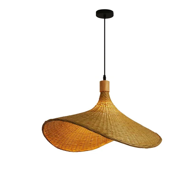 WickAura - Rustic Boho Bamboo Pendant Lamp Handwoven Natural Bamboo Design | Soft Warm Glow with Eco-Friendly Craftsmanship | Cozy Accent Lighting for Living Room, Dining Area, or Bedroom