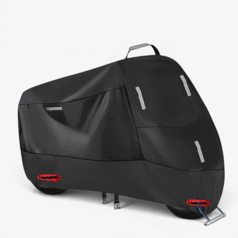 MotoShield - Motorkerékpár takaró fényvisszaverő csíkokkal és megerősített zárnyílásokkal