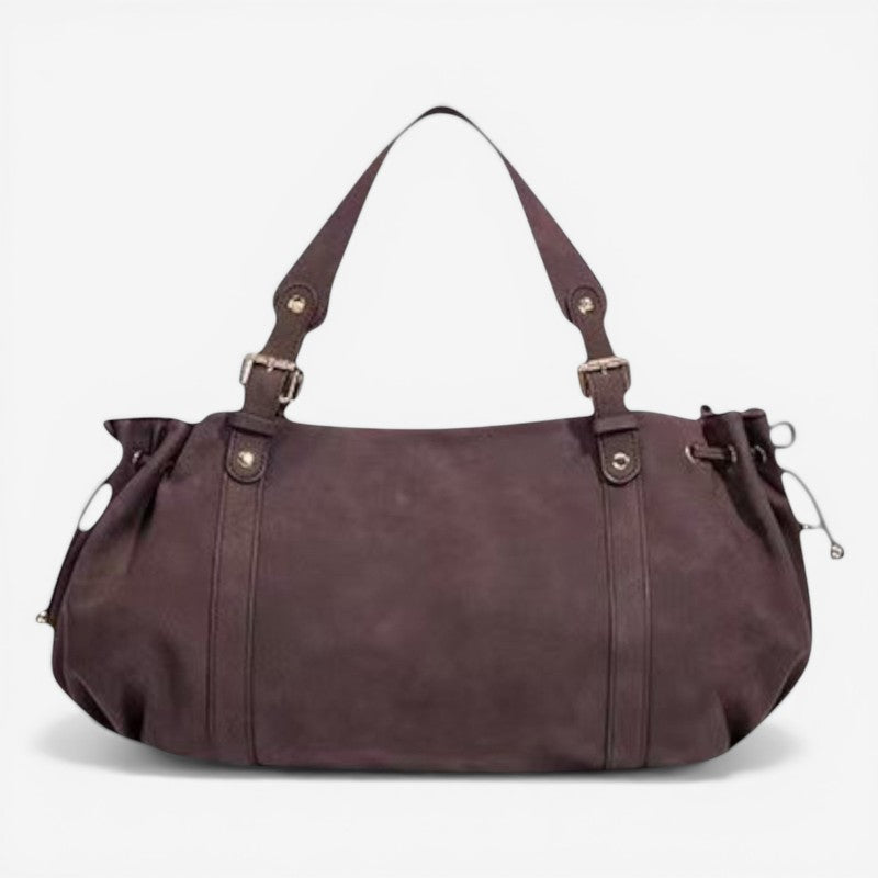 Suede Large Zip Shoulder Handbag