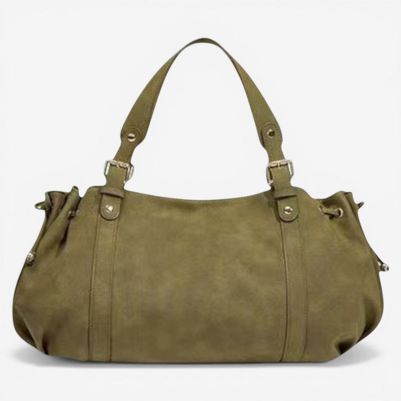 Suede Large Zip Shoulder Handbag