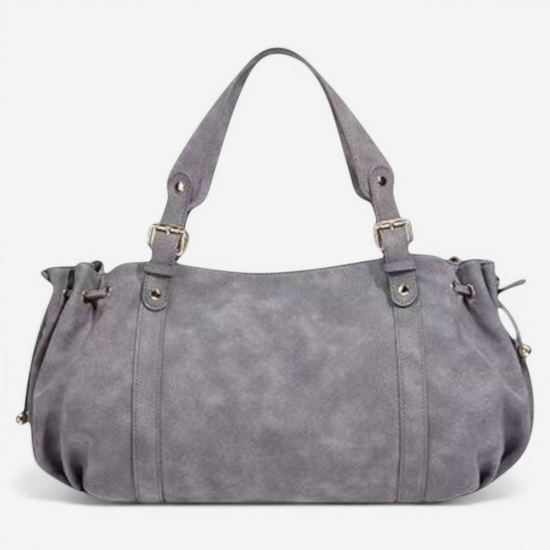 Suede Large Zip Shoulder Handbag