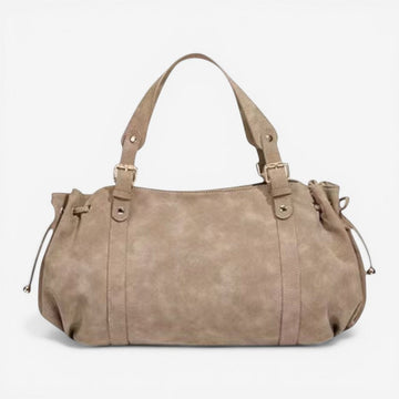 Suede Large Zip Shoulder Handbag