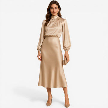 High Neck Loose Midi Dress