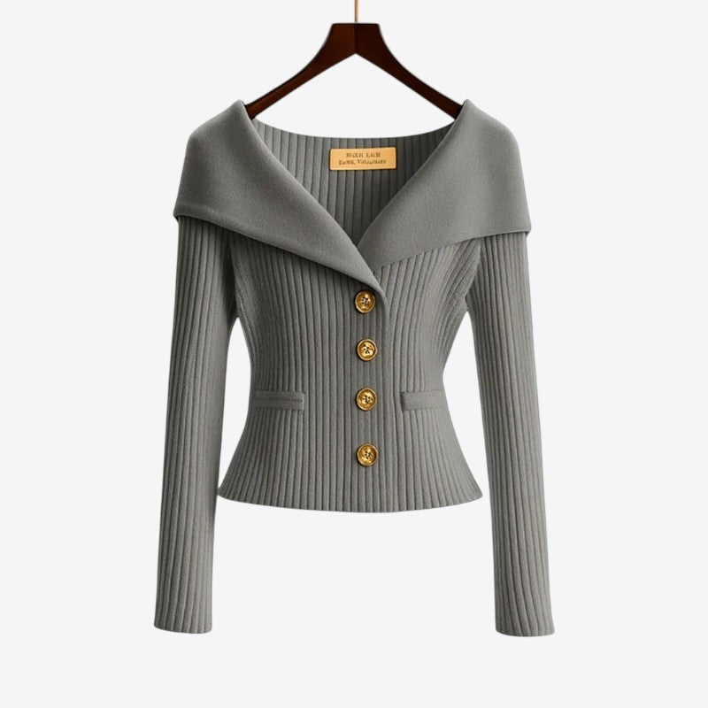 Off-Shoulder Button Sweater