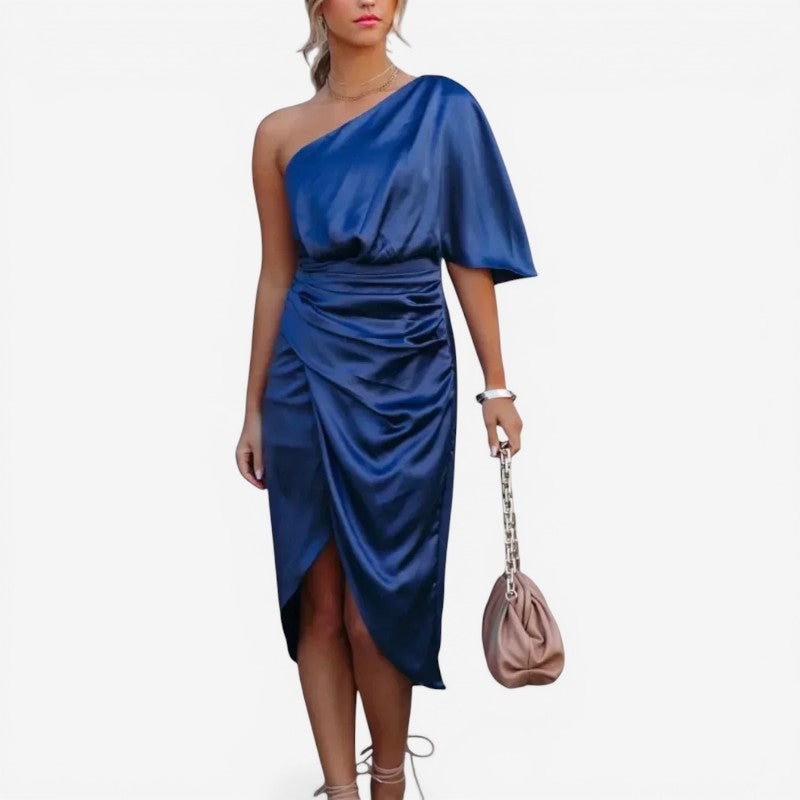One Shoulder Wrap Mini Dress