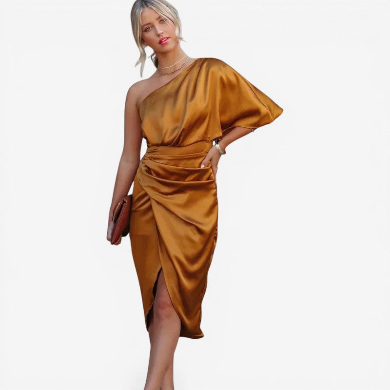 One Shoulder Wrap Mini Dress