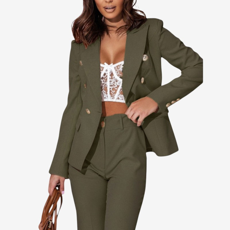 Structured Blazer Wide-Leg Suit Set