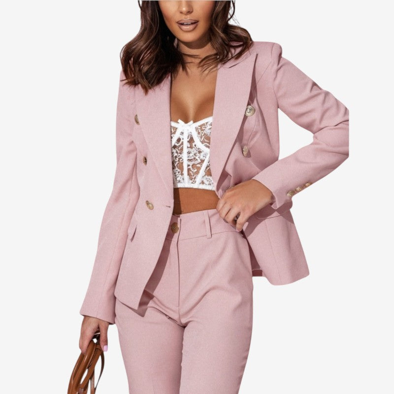 Structured Blazer Wide-Leg Suit Set
