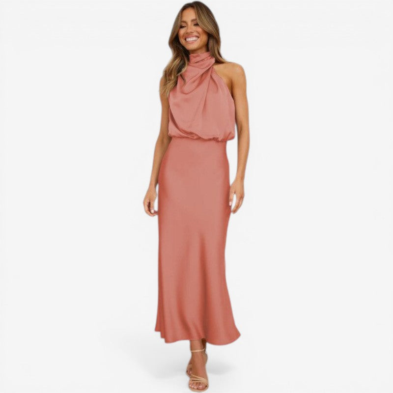 Women's Off-Shoulder High Neck Midi Dress