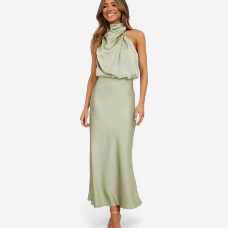 Women's Off-Shoulder High Neck Midi Dress
