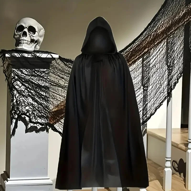 Black Hooded Cape for Halloween Cosplay