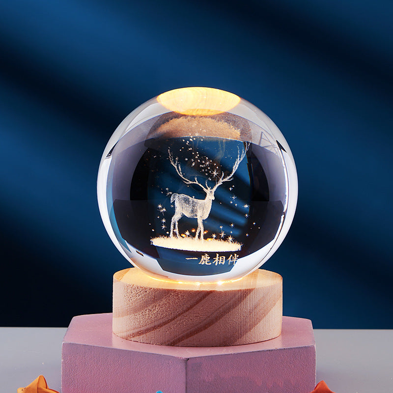 Luminous 3D - Luminous 3D Crystal Sphere Night Lamp 3D Laser-Engraved Crystal Design with Mesmerizing Glow | Adjustable Color-Changing LED Lighting for Cozy Ambiance | Energy-Efficient Nightlight for Bedroom, Living Space or Office