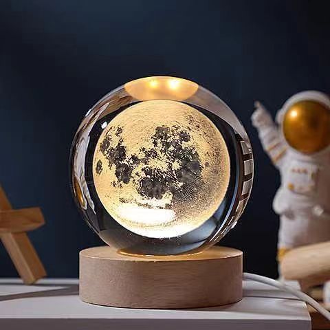 Luminous 3D - Luminous 3D Crystal Sphere Night Lamp 3D Laser-Engraved Crystal Design with Mesmerizing Glow | Adjustable Color-Changing LED Lighting for Cozy Ambiance | Energy-Efficient Nightlight for Bedroom, Living Space or Office