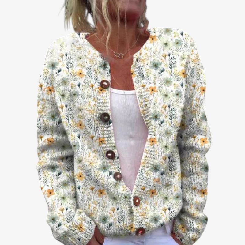 Women’s Floral O Neck Knit Sweater