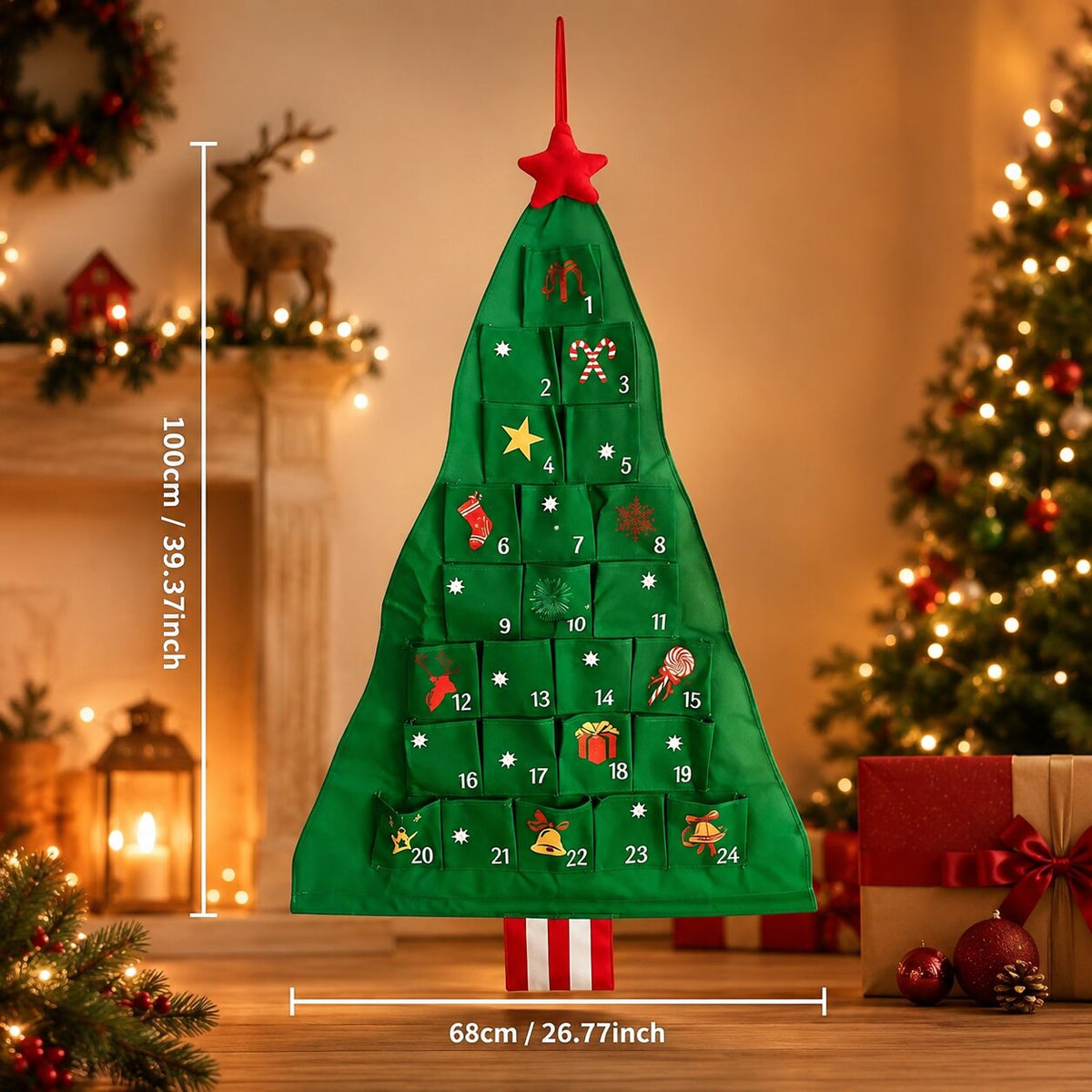 Yulebranch - Adventi naptár karácsonyfa formában 24 rekesszel