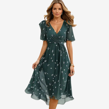 Women's V-Neck Printed Dress