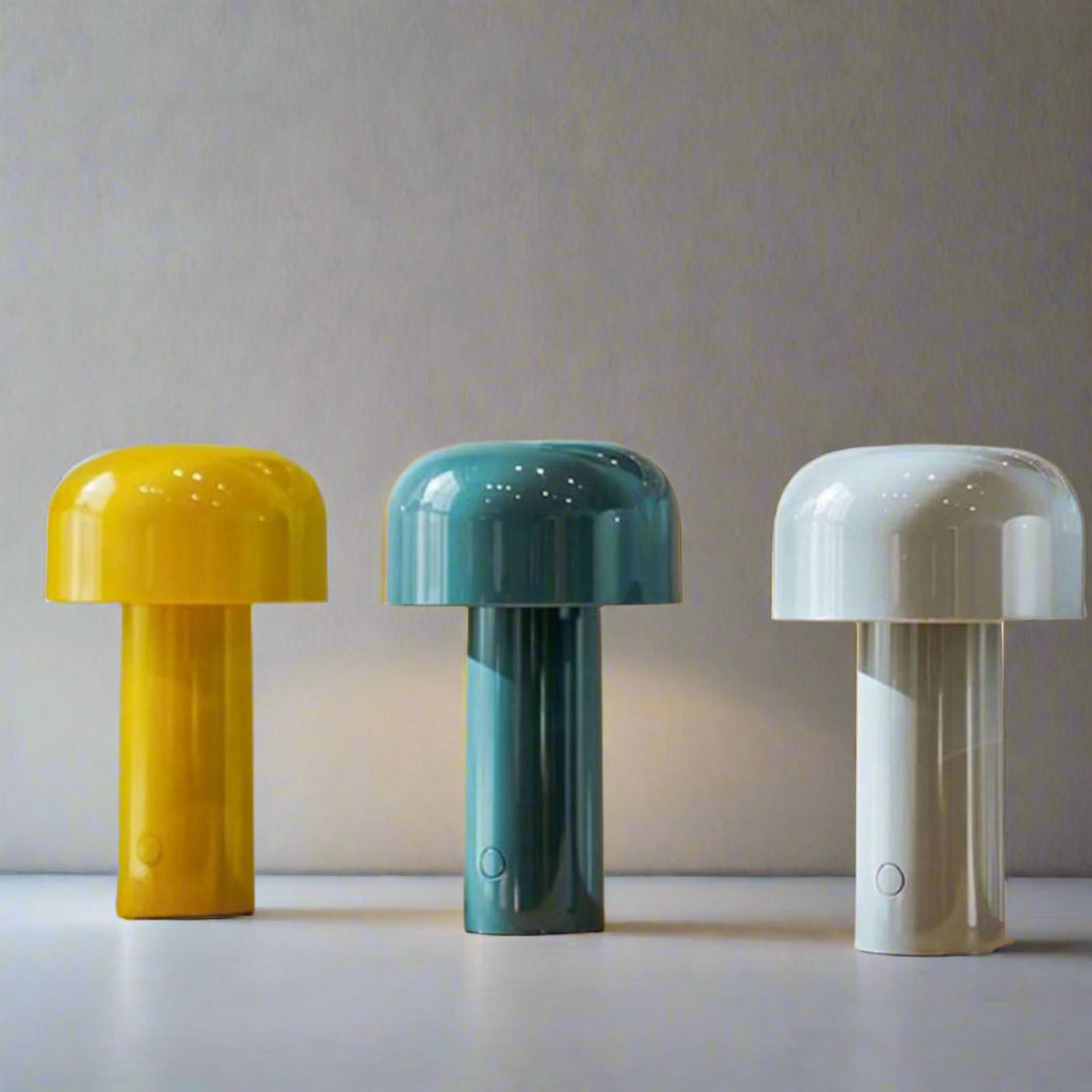 LumiShroom - Modern Mushroom Table Lamp Rounded Shade with Cylindrical Base | Soft Ambient Glow for Cozy Atmosphere | Versatile Accent for Nightstand, Desk, or Small Spaces