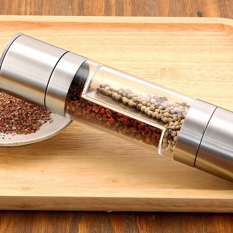 TwistMaster - Dual-Chamber Salt and Pepper Grinder Effortless Seasoning with One Tool | Premium Stainless Steel with Adjustable Ceramic Grinder