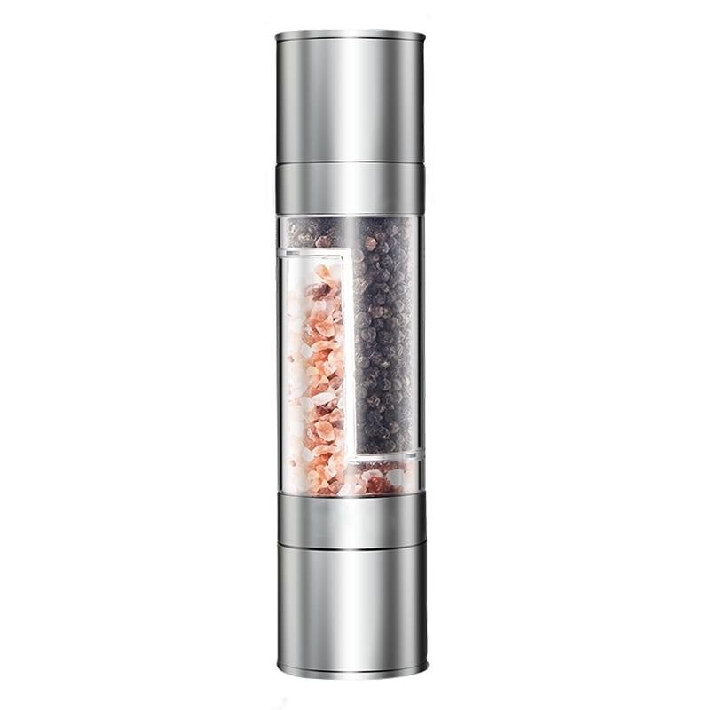 TwistMaster - Dual-Chamber Salt and Pepper Grinder Effortless Seasoning with One Tool | Premium Stainless Steel with Adjustable Ceramic Grinder