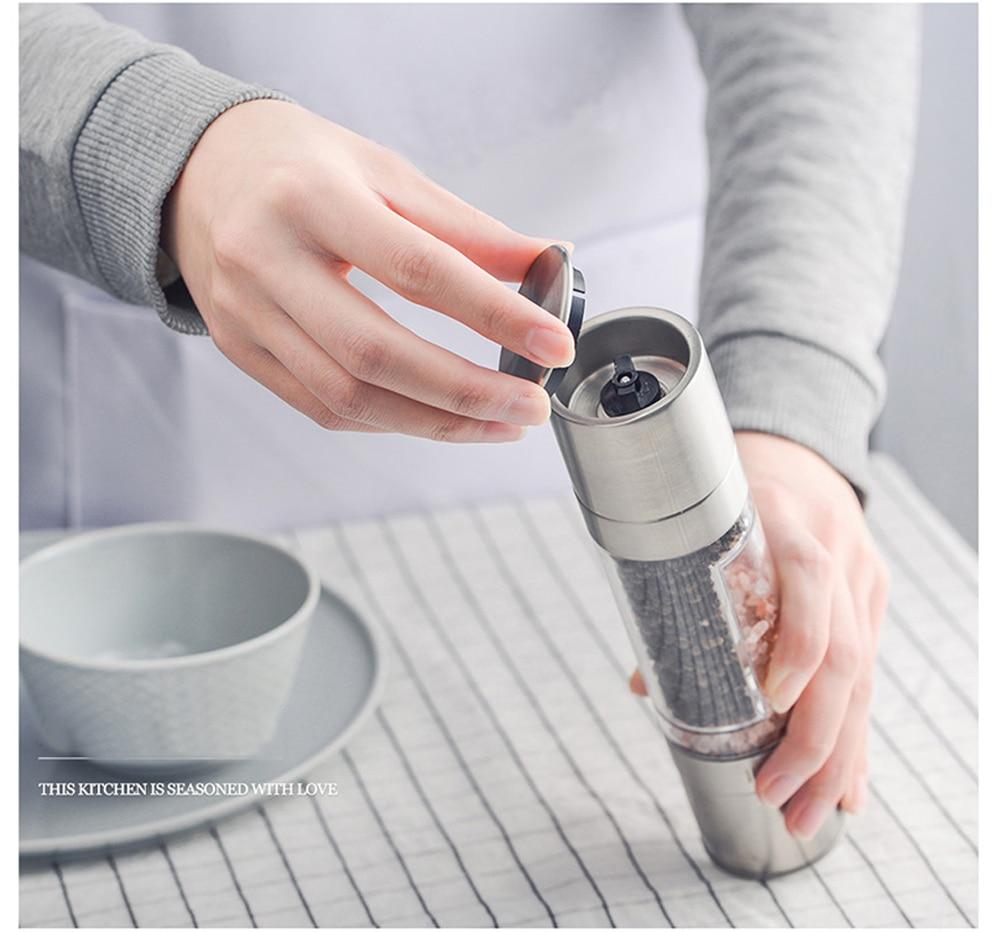 TwistMaster - Dual-Chamber Salt and Pepper Grinder Effortless Seasoning with One Tool | Premium Stainless Steel with Adjustable Ceramic Grinder