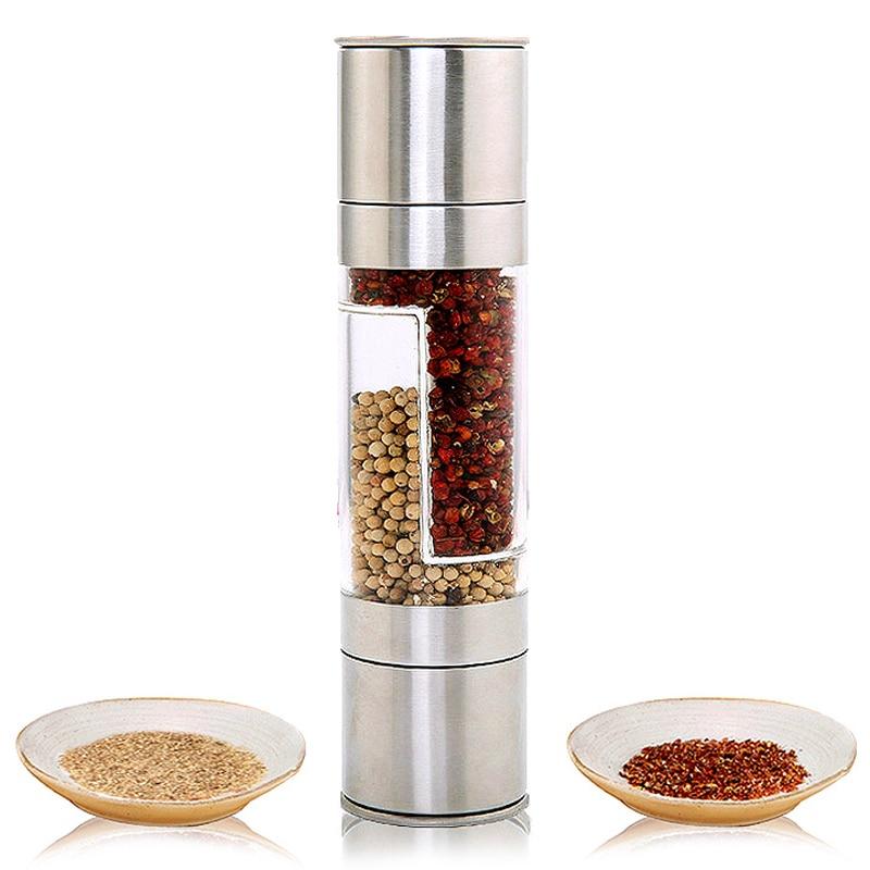 TwistMaster - Dual-Chamber Salt and Pepper Grinder Effortless Seasoning with One Tool | Premium Stainless Steel with Adjustable Ceramic Grinder