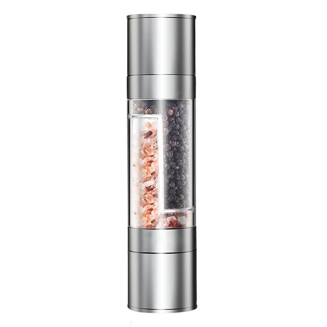 TwistMaster - Dual-Chamber Salt and Pepper Grinder Effortless Seasoning with One Tool | Premium Stainless Steel with Adjustable Ceramic Grinder