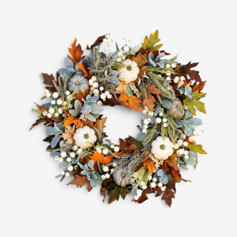 Vibrant Handmade Autumn Wreath with Leaves