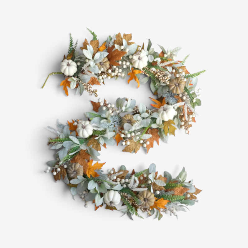 Vibrant Handmade Autumn Wreath with Leaves