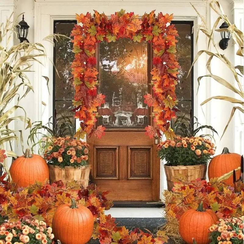 Vibrant Handmade Autumn Wreath with Leaves